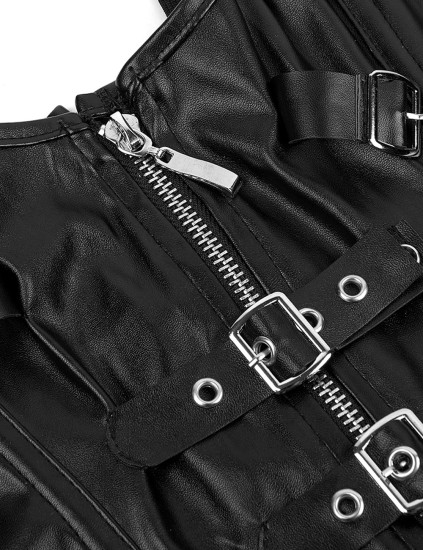 12 Pieces Plastic Bone Black Sexy Faux Leather Square Buckles Corset L
