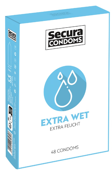 Secura Extra Wet - допълнително смазани презервативи (48 бр.)