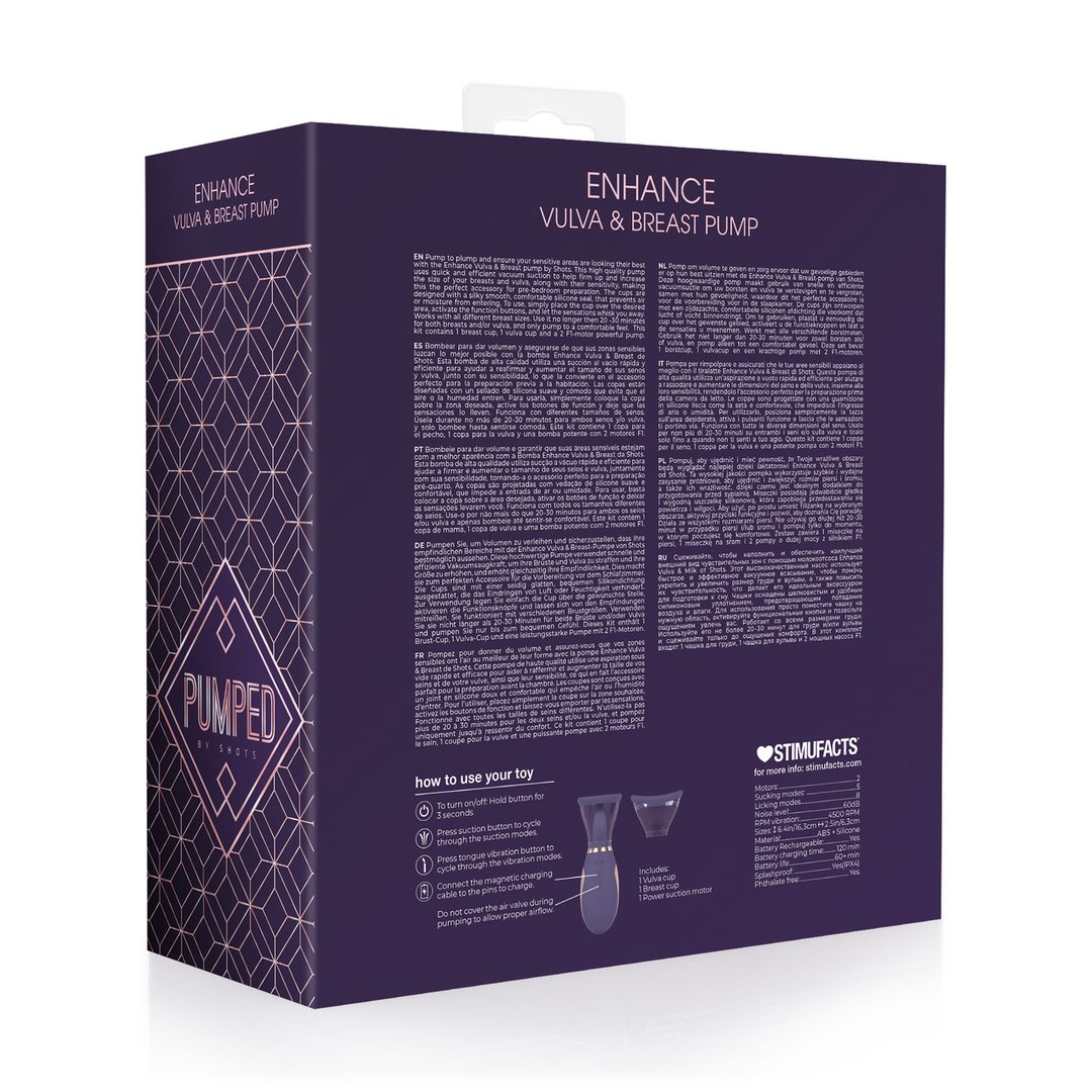 Enhance - Зареждаема помпа за вулва и гърди - Лилаво