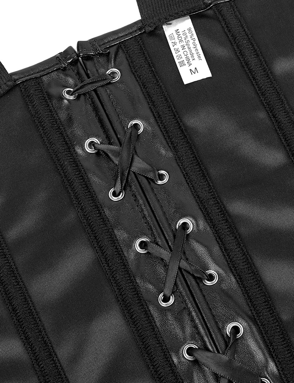 12 Pieces Plastic Bone Black Sexy Faux Leather Square Buckles Corset