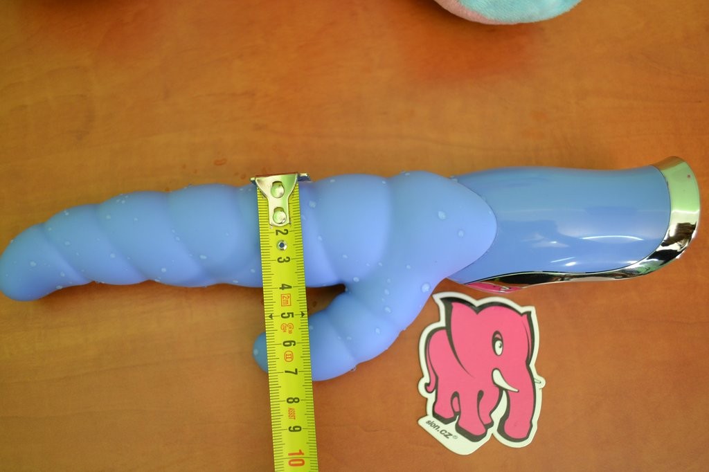 Син вибратор "Гъсеница" - силиконов