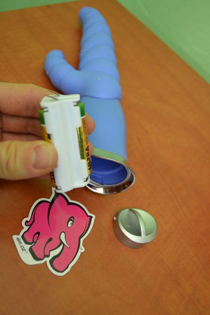 Син вибратор "Гъсеница" - силиконов