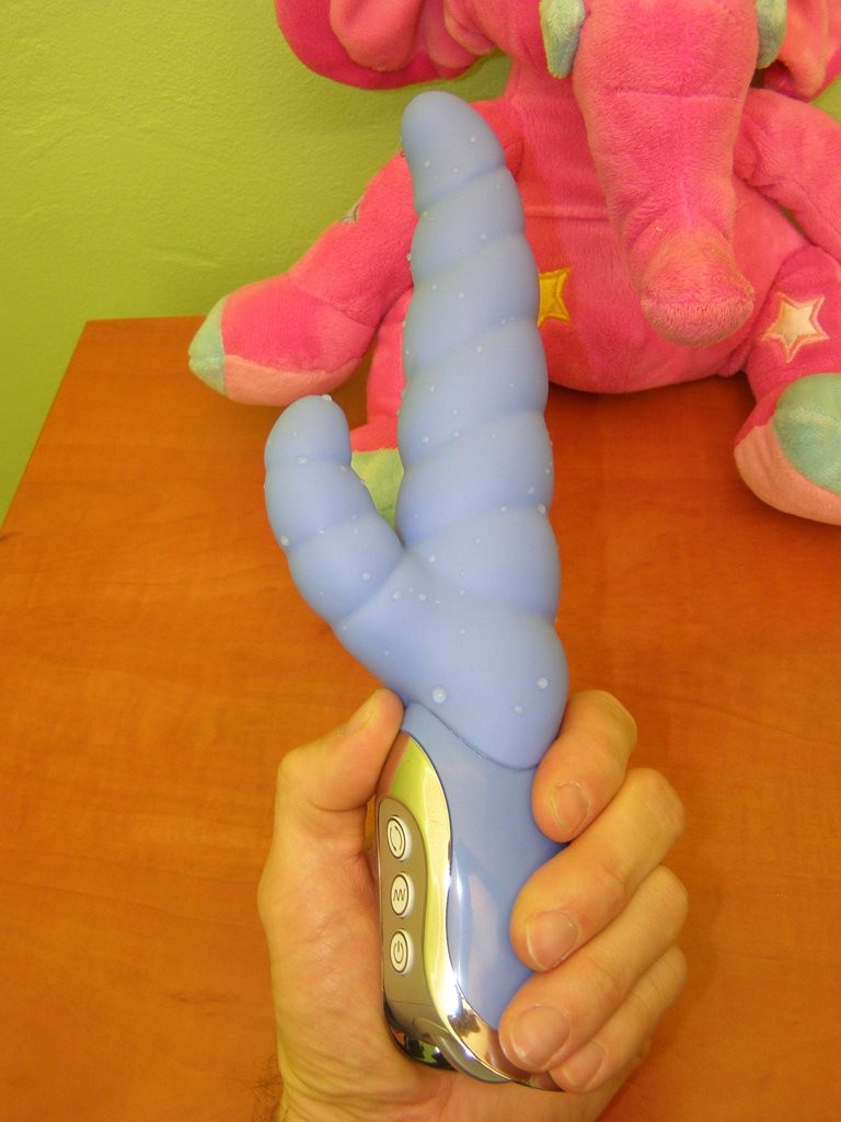 Син вибратор "Гъсеница" - силиконов