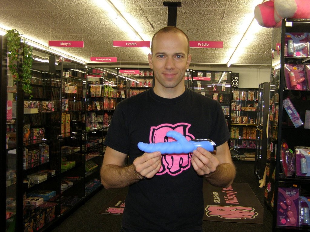 Син вибратор "Гъсеница" - силиконов