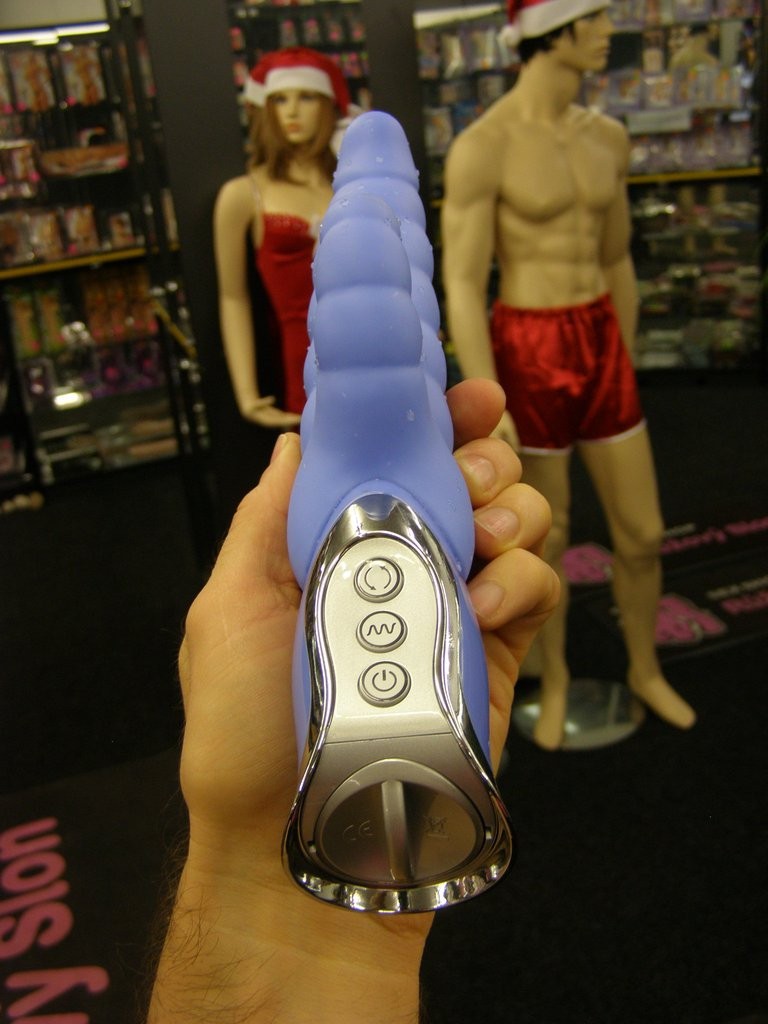 Син вибратор "Гъсеница" - силиконов