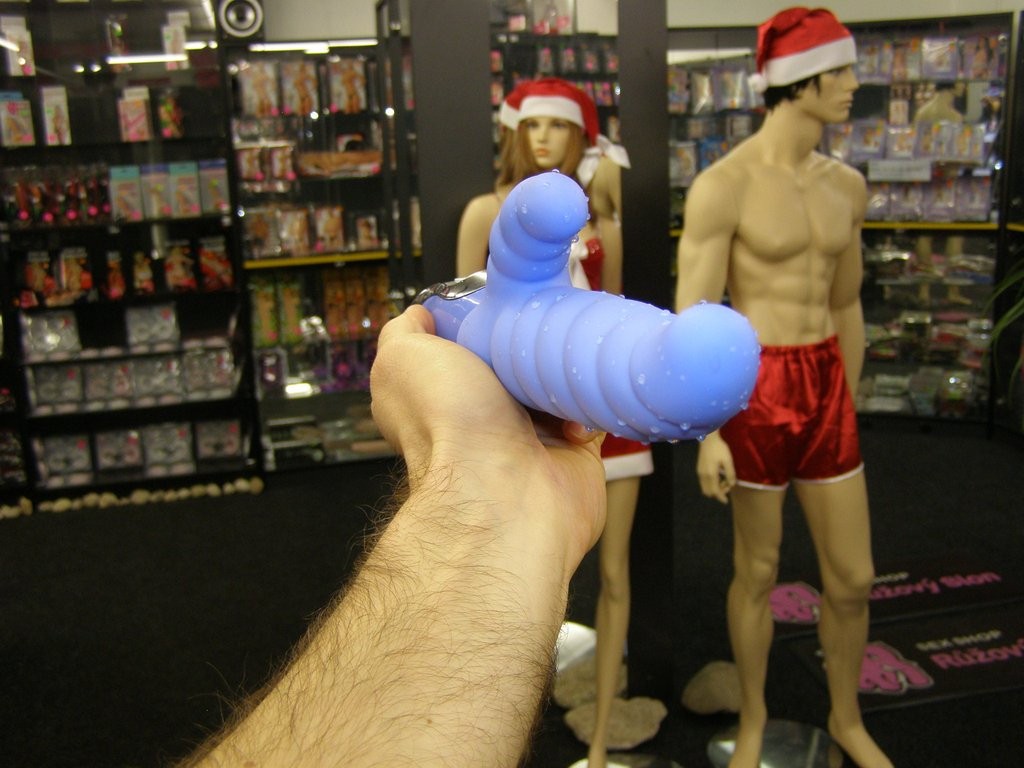 Син вибратор "Гъсеница" - силиконов