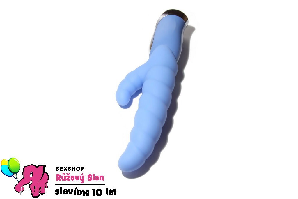 Син вибратор "Гъсеница" - силиконов