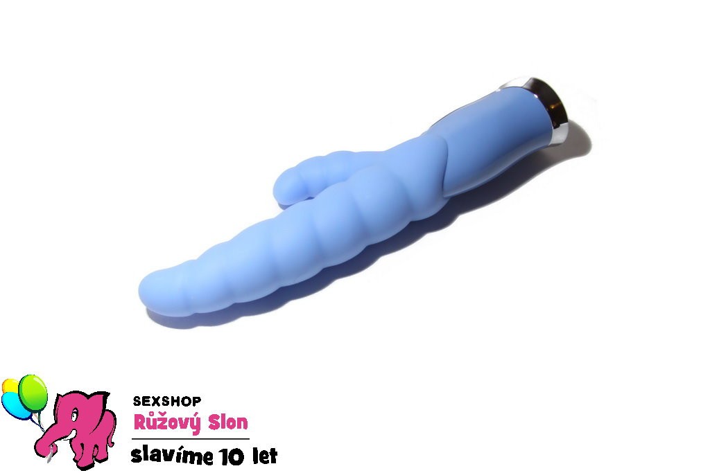 Син вибратор "Гъсеница" - силиконов