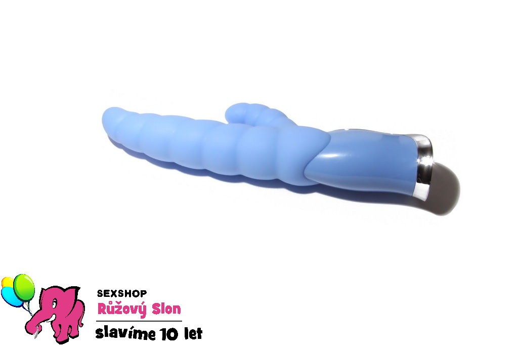 Син вибратор "Гъсеница" - силиконов