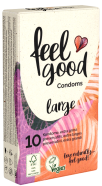 feelgood «large» extra large condoms, vegan, natural rubber latex 10 pcs