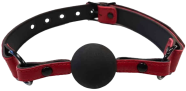 ROUGE Leather Ball Gag Burgundy with Black Accessories