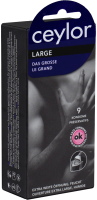 Ceylor Single: Large, 9 extra wide condoms with cream lubricant