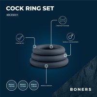 BONERS 3-Частов Комплект Пръстени за Пенис - Сив